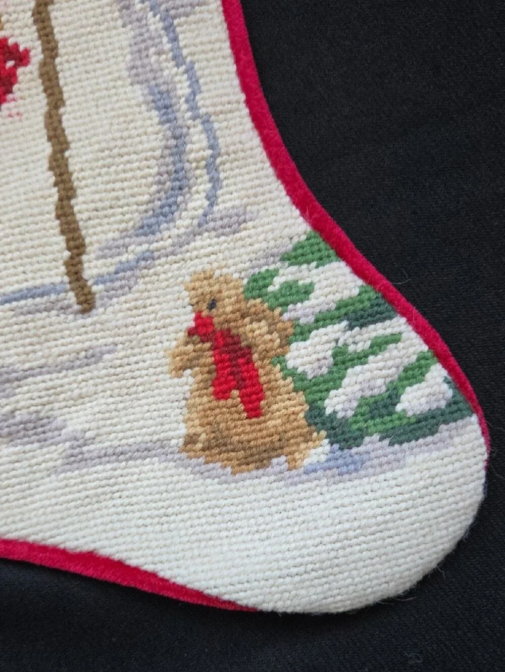Holiday Snowman Needlepoint Stocking in Blue and White